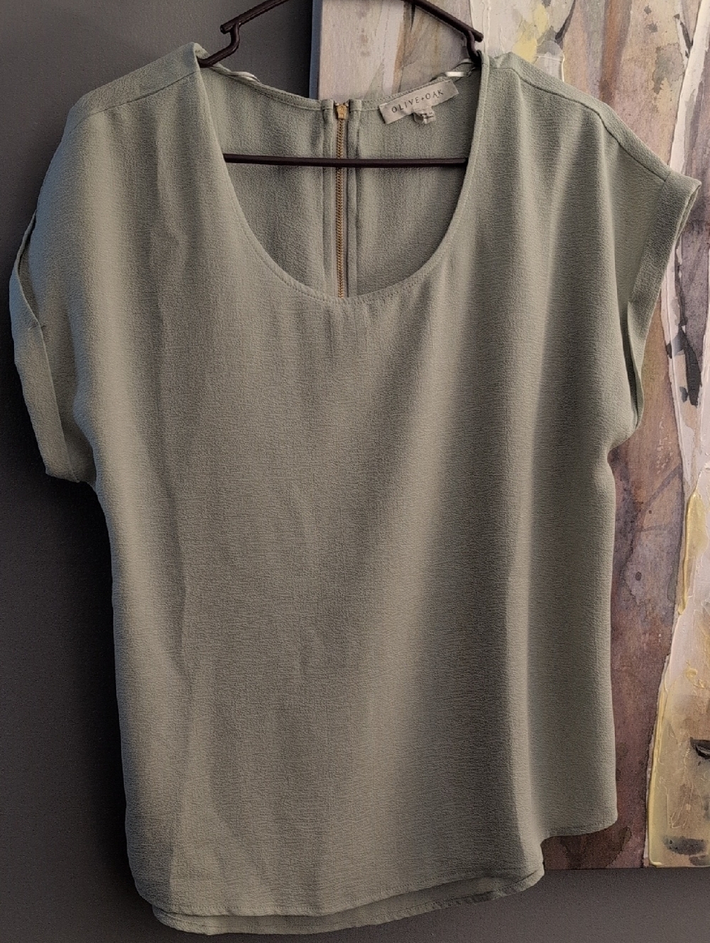 Olive & Oak Light Sage Cap Sleeve Blouse Size Large